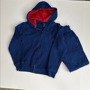 Polo by Ralph Lauren Kids Blue and Red Hoodie Set